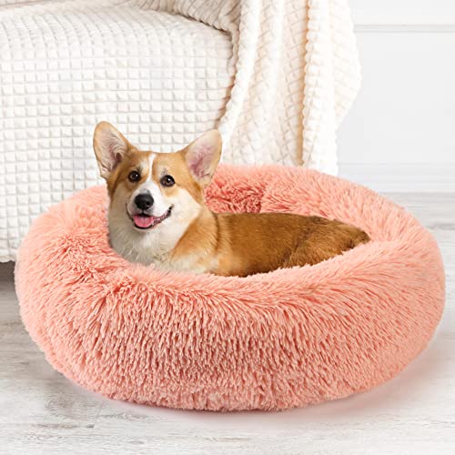 Vanansa Small Cat Bed for Indoor Cats, Self-Warming Donut kitty beds for Small Cats Improving Sleep and Keeping Warm, Washable Pet bed with Anti Slip Base