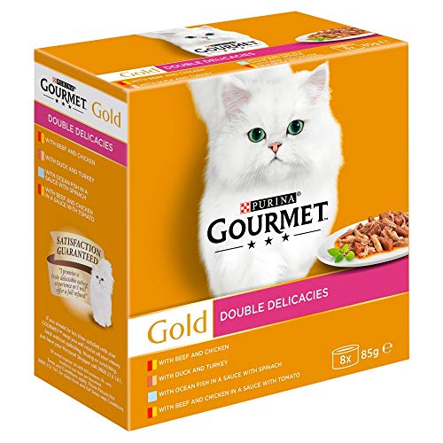 Gourmet Wet Cat Food Pouches in Gravy - Perle Chef's Collection 40 x 85g - Mix of Fish, Lamb, Duck, Turkey, Pet Food - Wet - Bulk Food, Cat Wet Food suitable for Adult and Senior Cats