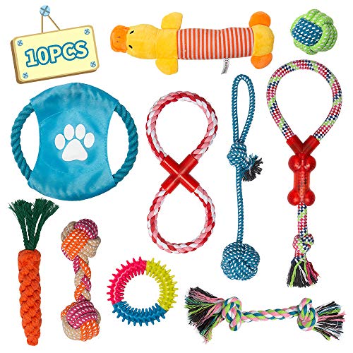 Labeol Puppy Chew Toys from 8 Weeks Small Puppy Natural Cotton Interactive 10Pcs Indestructible Tough Dog Rope Toys for Strong Dogs