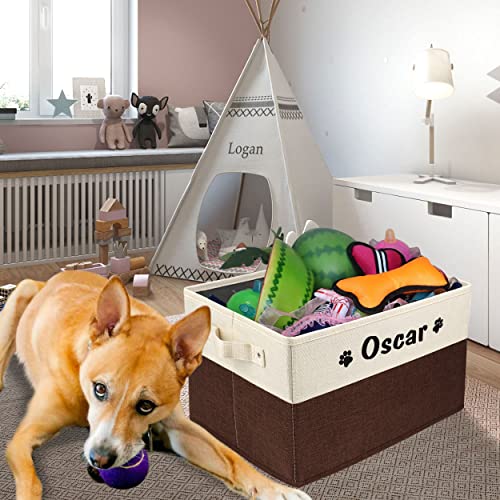 PET ARTIST Personalized Dog Toy Bin for Dog Toys Accessories - Foldable Dog Toy Basket Storage Box for Pet Toys,Dog Coat