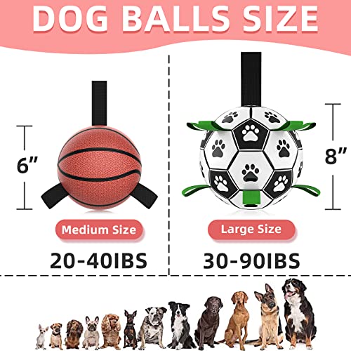 HETOO Dog Toys, Interactive Dog Football Toys with Grab Tabs, Durable Dog Balls for Small Medium Breed Dog Water Toy Indoor & Outdoor, Gift for Dogs
