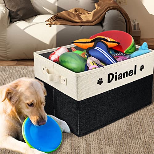 PET ARTIST Personalized Dog Toy Bin for Dog Toys Accessories - Foldable Dog Toy Basket Storage Box for Pet Toys,Dog Coat