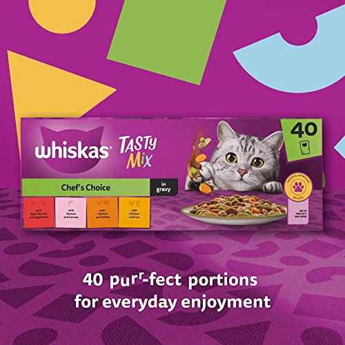 Whiskas 1+ Adult Mixed Selection in Jelly 84 Pouches, Adult Wet Cat Food, Megapack