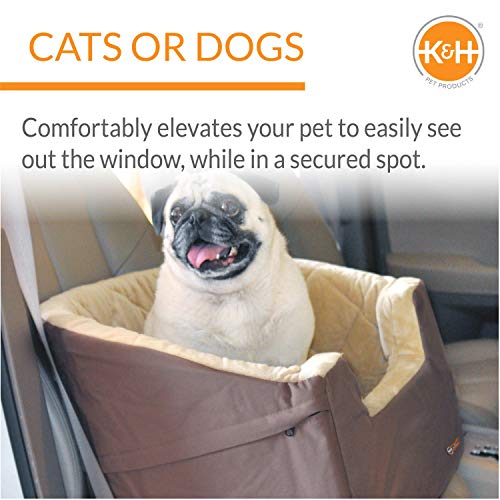 K&H Pet Products Bucket Booster Dog Car Seat with Dog Seat Belt for Car, Washable Small Dog Car Seat, Sturdy Dog Booster Seats for Small Dogs, Medium Dogs, 2 Safety Leashes