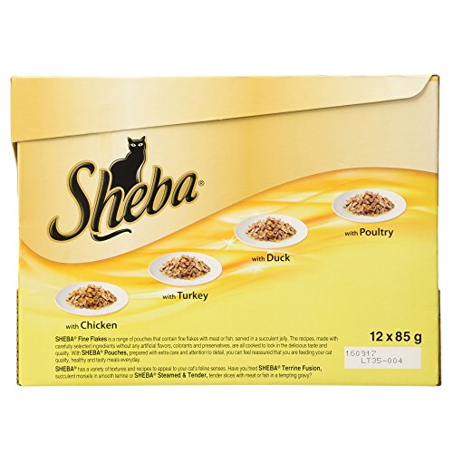 Sheba Fine Flakes Poultry Collection in Jelly 40 Pouches, Adult Wet Cat Food