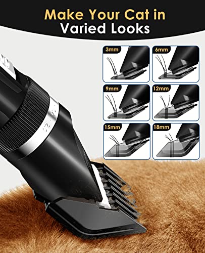 oneisall Cat Grooming Clippers for Matted Hair, 2-Speed Cordless Low Noise Pet Hair Clipper Trimmer for Dogs Cats Animals