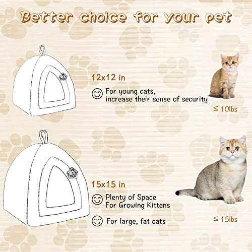 Hollypet Cat Bed Kitten Bed Self-Warming 2-in-1 Foldable Comfortable Igloo Triangle Pet Tent House