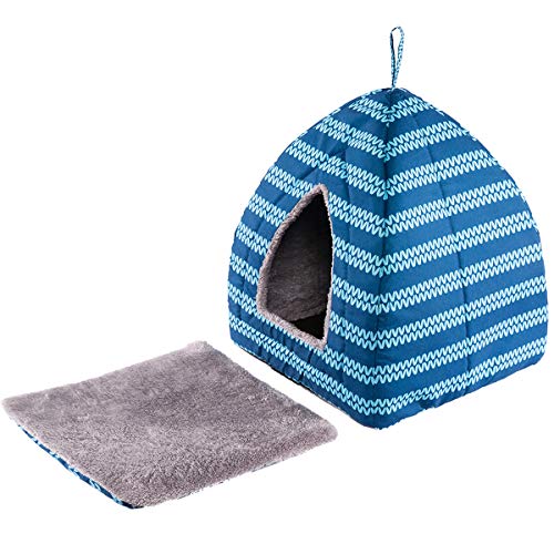 Hollypet Cat Bed Kitten Bed Self-Warming 2-in-1 Foldable Comfortable Igloo Triangle Pet Tent House