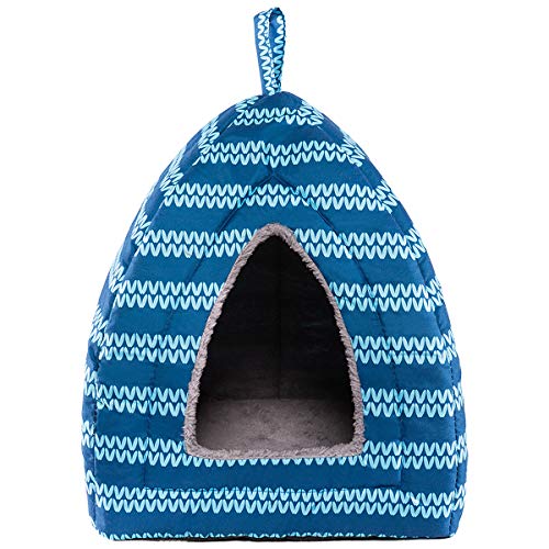 Hollypet Cat Bed Kitten Bed Self-Warming 2-in-1 Foldable Comfortable Igloo Triangle Pet Tent House