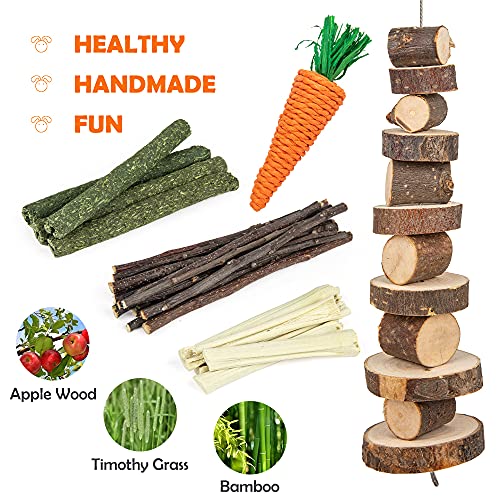 Labeol Rabbit Chew Toys 32 Pcs Timothy Hay Sticks Natural Small Animals Treat for Rabbits Guinea Pig Hamsters Chinchilla Rabbit Accessories Boredom Breaker