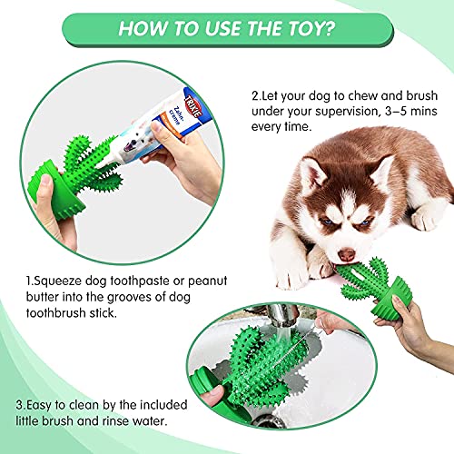 RUCACIO Dog Chew Toys, Tough Durable Dog Toothbrush Toys, Outdoor Interactive Dog Toys Dogs Dental Care Teeth Cleaning Toy, Puppy Dog Birthday Gifts