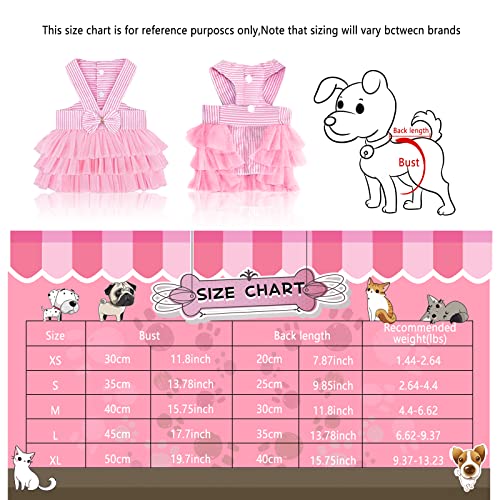 VANVENE Pet Dog Dresses for Small Dogs, Puppy Kitten Bowknot Striped Mesh Vest Tutu Princess Fancy Dress Skirt Apparel Supplies for Pomeranian Chihuahua Small Breed Dogs Cats Doggy