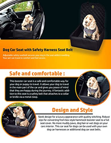 Dog Car Seat with Safety Harness Seat Belt - Pet Puppy Waterproof Travel Dog Car Seat Protector Cover Car Accessories