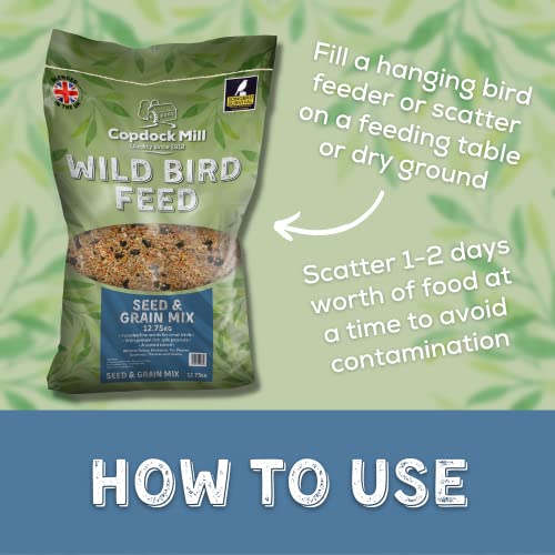 Copdock Mill Wild Bird Seed & Grain Mix 20kg Bag – All Year-Round High-Energy Wild Bird Food – 100% Natural Ingredients Including Sunflower Seeds and Peanuts