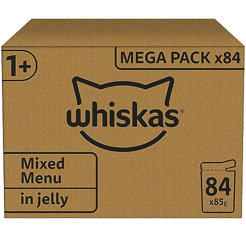 Whiskas 1+ Adult Mixed Selection in Jelly 84 Pouches, Adult Wet Cat Food, Megapack