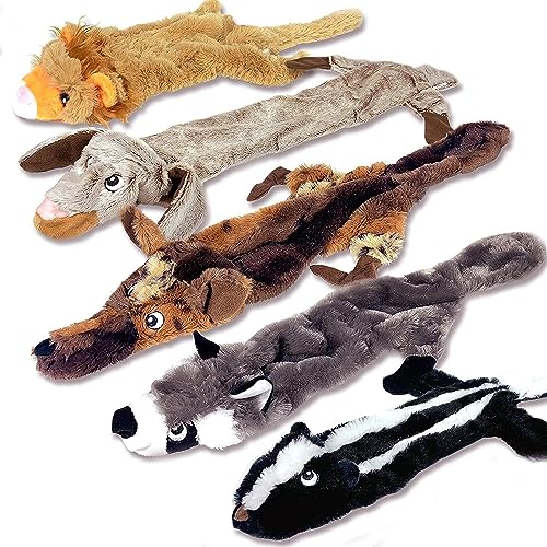 Newthinking No Stuffing Dog Toys, 5 Pack Dog Squeaky Toys, Durable Plush Dog Toys for Large Medium Small Dog