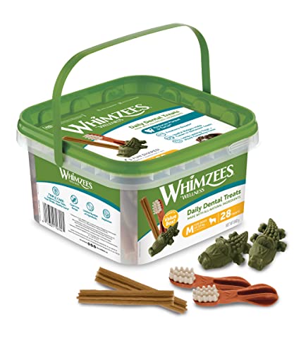 WHIMZEES By Wellness Variety Box, Mixed Shapes, Natural and Grain-Free Dog Chews, Dog Dental Sticks for Medium Breeds