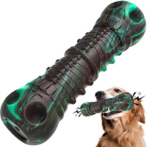 HETOO Dog Toys, Indestructible Tough Squeaky Dog Chew Toy For Aggressive Chewers Large Medium Breed Dog Toothbrush Dental Care