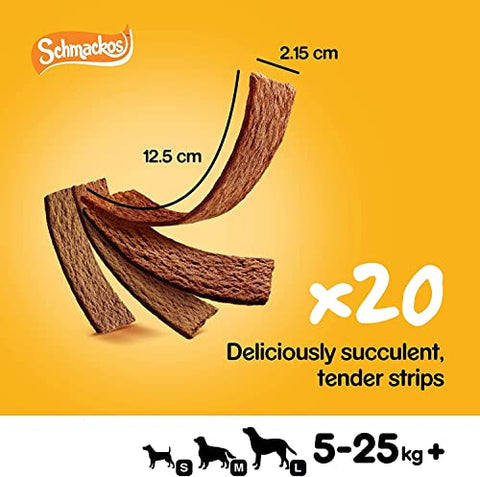 Pedigree Schmackos Mega Pack 110 Strips Snacks, Dog Treat Multipack with Beef, Lamb and Poultry Flavours