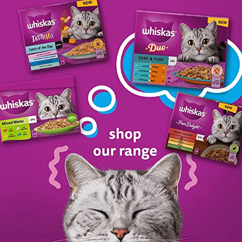 Whiskas 1+ Adult Mixed Selection in Jelly 84 Pouches, Adult Wet Cat Food, Megapack
