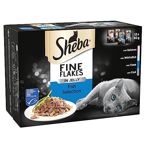 Sheba Fine Flakes Poultry Collection in Jelly 40 Pouches, Adult Wet Cat Food