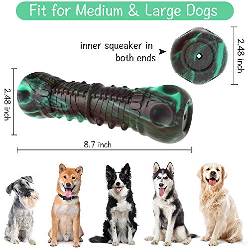 HETOO Dog Toys, Indestructible Tough Squeaky Dog Chew Toy For Aggressive Chewers Large Medium Breed Dog Toothbrush Dental Care