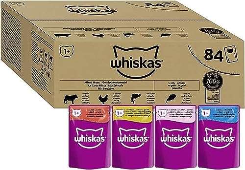 Whiskas 1+ Adult Mixed Selection in Jelly 84 Pouches, Adult Wet Cat Food, Megapack