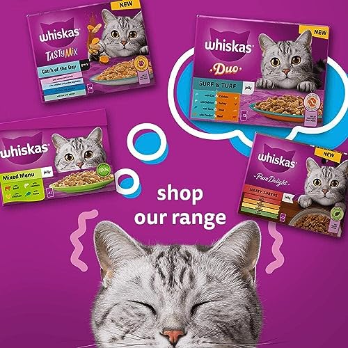 Whiskas 1+ Adult Mixed Selection in Jelly 84 Pouches, Adult Wet Cat Food, Megapack