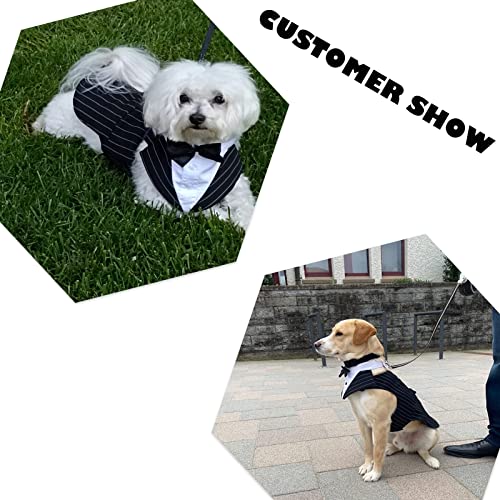 Dog Tuxedo Suit, Dog Clothes Coton Wedding Party Costume Puppy Formal Outfit Festival Shirt Coat Apparel with Detachable Bow Tie Bandana
