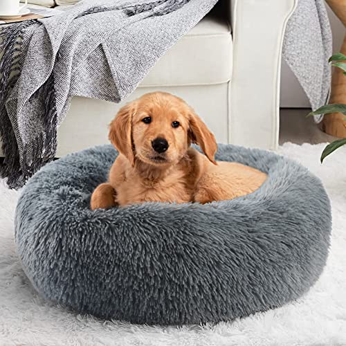 Vanansa Small Cat Bed for Indoor Cats, Self-Warming Donut kitty beds for Small Cats Improving Sleep and Keeping Warm, Washable Pet bed with Anti Slip Base