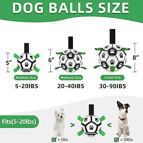 HETOO Dog Toys, Interactive Dog Football Toys with Grab Tabs, Durable Dog Balls for Small Medium Breed Dog Water Toy Indoor & Outdoor, Gift for Dogs