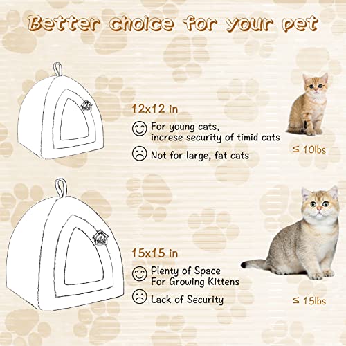 Hollypet Cat Bed Kitten Bed Self-Warming 2-in-1 Foldable Comfortable Igloo Triangle Pet Tent House