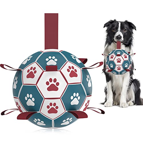 HETOO Dog Toys, Interactive Dog Football Toys with Grab Tabs, Durable Dog Balls for Small Medium Breed Dog Water Toy Indoor & Outdoor, Gift for Dogs