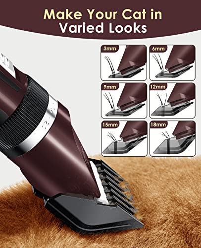 oneisall Cat Grooming Clippers for Matted Hair, 2-Speed Cordless Low Noise Pet Hair Clipper Trimmer for Dogs Cats Animals