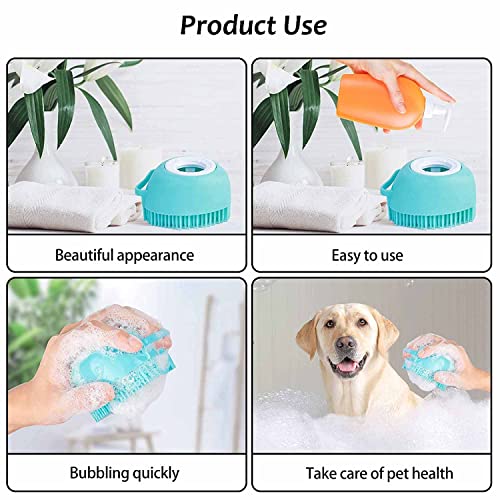 Dog Cat Bath Brush Soft Silicone Dog Rubber Bathing Brush Pet Grooming Shampoo Dispenser Brushes Puppy Cats Shower Hair Fur Grooming Cleaning Scrubber for Short Haired Dogs Cats Shower