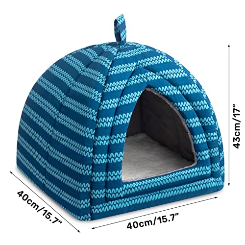 Hollypet Cat Bed Kitten Bed Self-Warming 2-in-1 Foldable Comfortable Igloo Triangle Pet Tent House