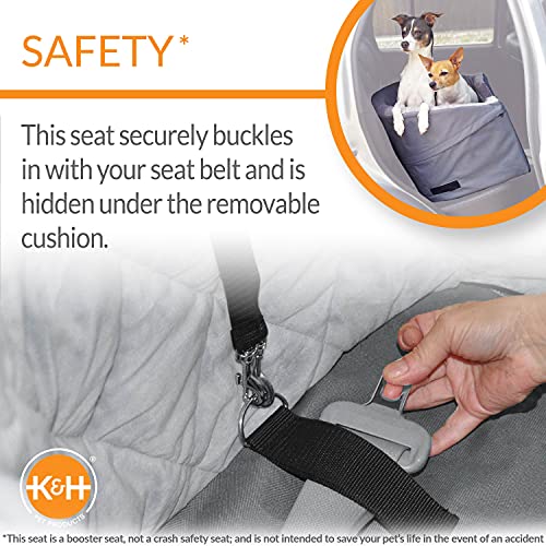K&H Pet Products Bucket Booster Dog Car Seat with Dog Seat Belt for Car, Washable Small Dog Car Seat, Sturdy Dog Booster Seats for Small Dogs, Medium Dogs, 2 Safety Leashes
