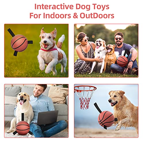 HETOO Dog Toys, Interactive Dog Football Toys with Grab Tabs, Durable Dog Balls for Small Medium Breed Dog Water Toy Indoor & Outdoor, Gift for Dogs