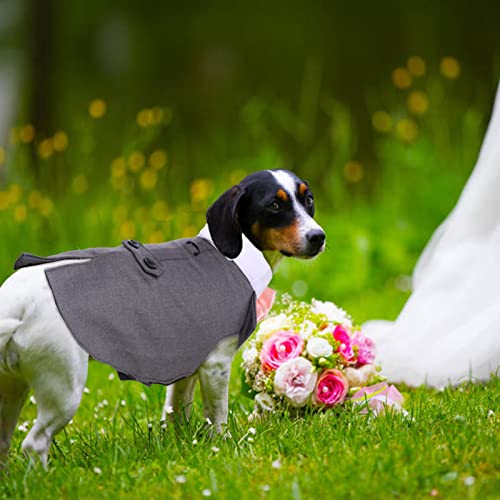 Dog Tuxedo Suit, Dog Clothes Coton Wedding Party Costume Puppy Formal Outfit Festival Shirt Coat Apparel with Detachable Bow Tie Bandana
