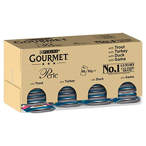 Gourmet Wet Cat Food Pouches in Gravy - Perle Chef's Collection 40 x 85g - Mix of Fish, Lamb, Duck, Turkey, Pet Food - Wet - Bulk Food, Cat Wet Food suitable for Adult and Senior Cats