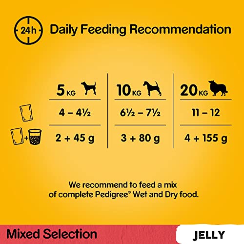 Pedigree Mixed Selection in Jelly 40 Pouches, Adult Wet Dog Food, Megapack (40 x 100 g)