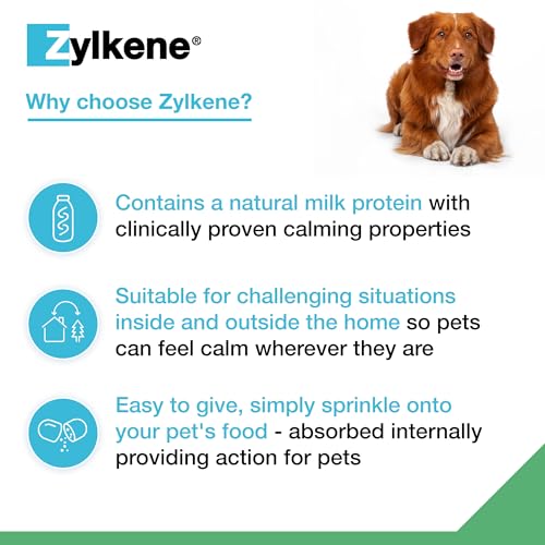 Zylkene Calming Supplements for Cats & Dogs up to 10kg 75mg | Promotes Relaxation | Helps Pets cope with Short-Term challenging situations: Loud Noises | Easily Administered | Capsules