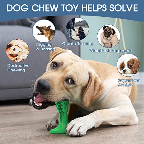 RUCACIO Dog Chew Toys, Tough Durable Dog Toothbrush Toys, Outdoor Interactive Dog Toys Dogs Dental Care Teeth Cleaning Toy, Puppy Dog Birthday Gifts