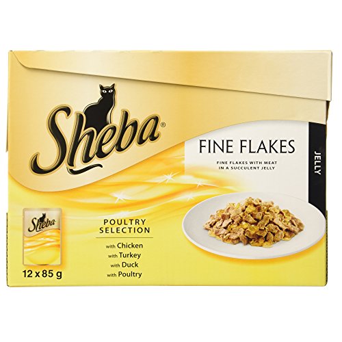 Sheba Fine Flakes Poultry Collection in Jelly 40 Pouches, Adult Wet Cat Food