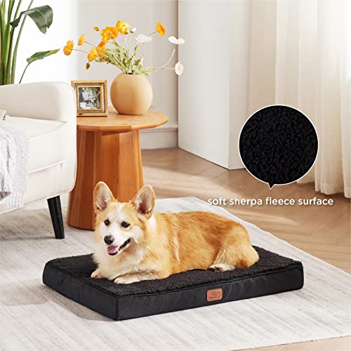Bedsure Large Dog Bed Washable - Orthopedic Dog Bed and Mattress Mat for Dog Crate with Removable Plush Sherpa Cover, Gifts for Dog