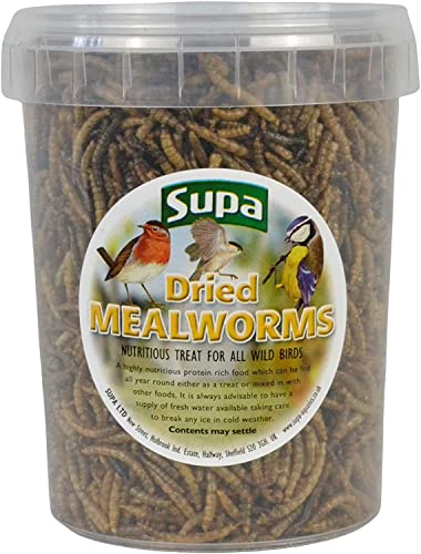 Supa Dried Mealworms for Wild Birds, 3 Litre Bucket, High Energy Protein Rich Treat For Garden Birds, Attract More Birds To Your Garden, Quality Wild Bird Food.