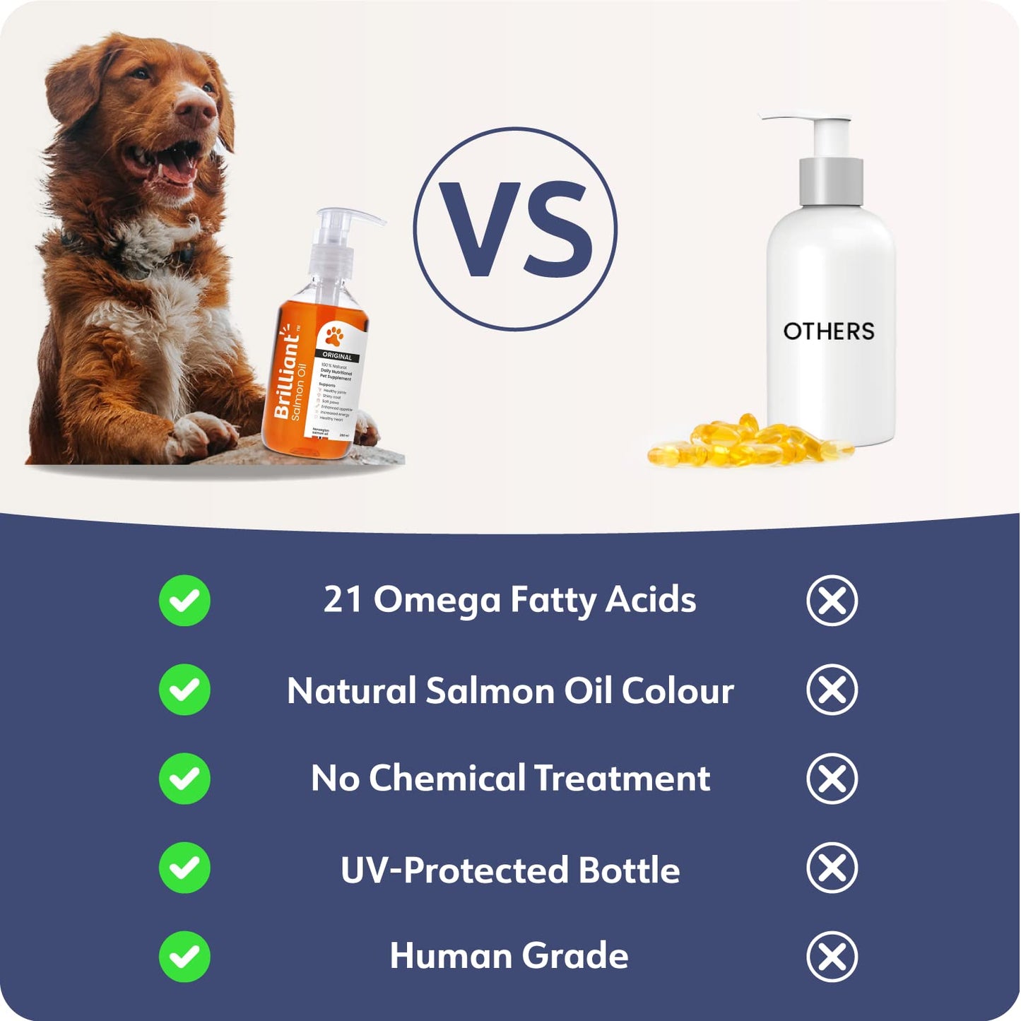Brilliant Salmon Oil for Dogs, Cats, Puppy, Horse, Ferret & Pets - Pure Omega 3, 6 & 9 Fish Oil Food Supplement | Treats Itchy Skin, Joint Care, Heart Health & Natural Coat Hofseth BioCare
