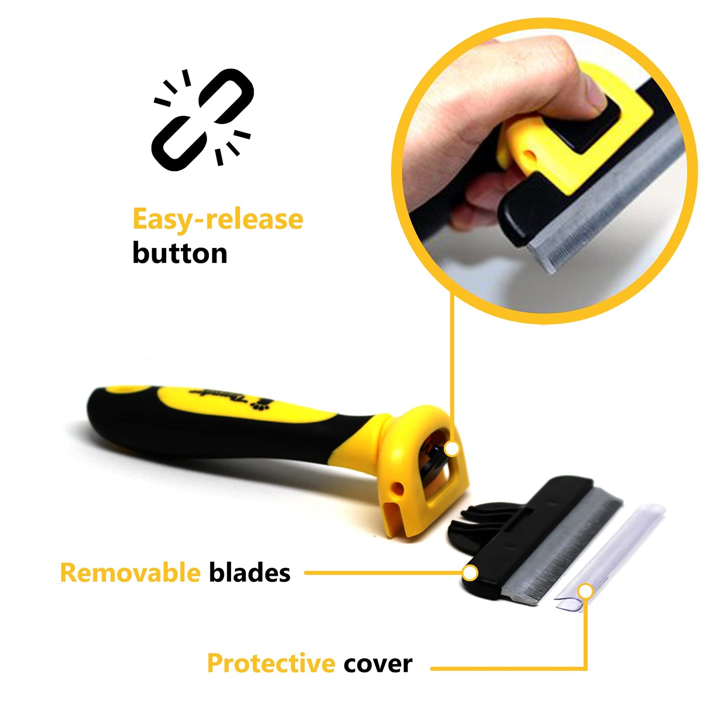 Thunderpaws Best Professional Deshedding Tool and Pet Grooming Brush – D-Shedz for Small, Medium and Large Breeds of Dogs and Cats with Short or Long Hair