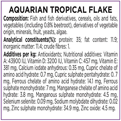 AQUARIAN Complete Nutrition, Aquarium Tropical & Temperate Fish Food Flakes
