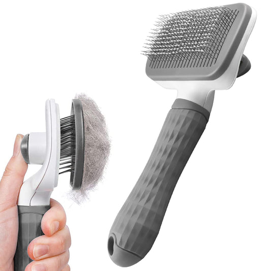 Dog Brush Cat Brush Grooming Comb,Self Cleaning Cat Dog Slicker Brushes with Smooth handle,Pet Grooming Tool with Cleaning Button for Cat Dog Shedding Brush Cat Dog Massage Clean Tangled Brush